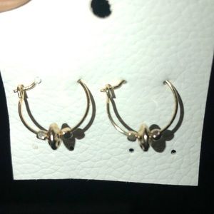 Tiny gold hoops with beads